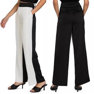 BAR III Nicole Williams English Black White Wide Leg Corpcore Pants Womens 4